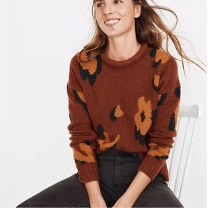 Madewell Leopard Intarsia Fulton Pullover Sweater / XS